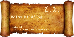 Balan Kilény névjegykártya